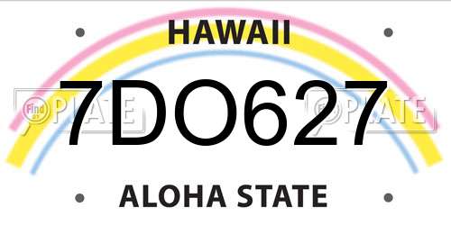 7DO627 Hawaii License Plate