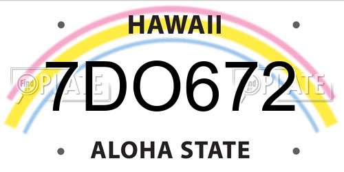 7DO672 Hawaii License Plate