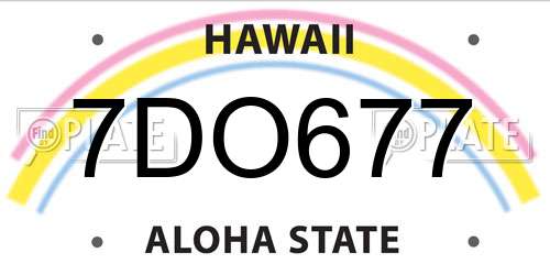 7DO677 Hawaii License Plate