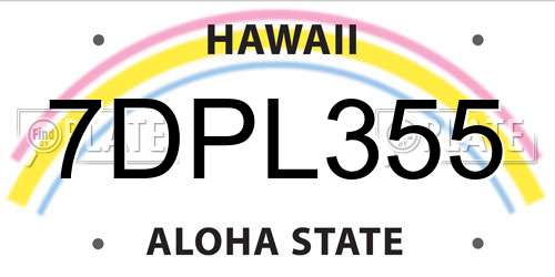 7DPL355 Hawaii License Plate