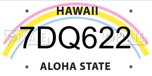 7DQ622 Hawaii License Plate