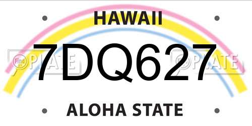 7DQ627 Hawaii License Plate