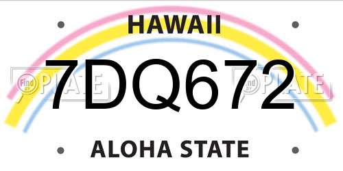 7DQ672 Hawaii License Plate