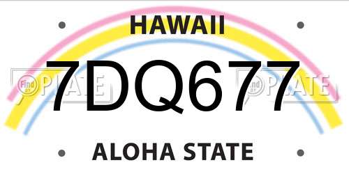 7DQ677 Hawaii License Plate