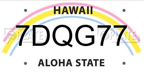 7DQG77 Hawaii License Plate