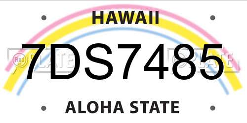 7DS7485 Hawaii License Plate