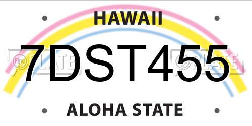 7DST455 Hawaii License Plate