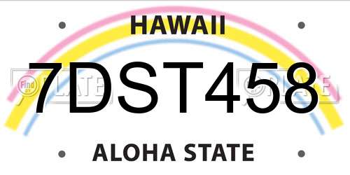 7DST458 Hawaii License Plate