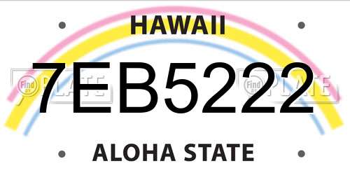 7EB5222 Hawaii License Plate