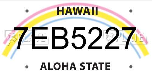 7EB5227 Hawaii License Plate