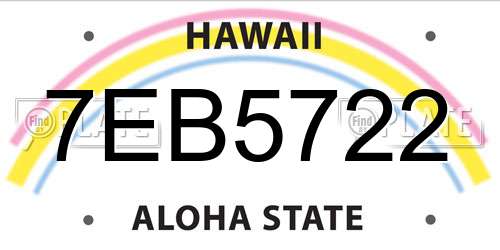 7EB5722 Hawaii License Plate