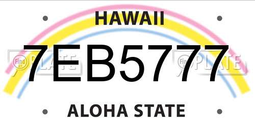7EB5777 Hawaii License Plate
