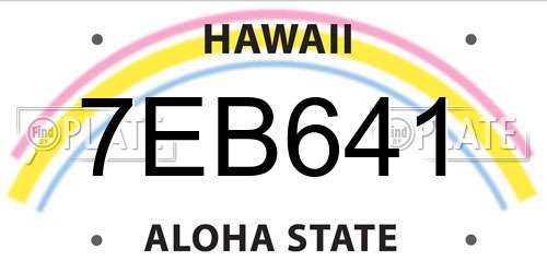 7EB641 Hawaii License Plate