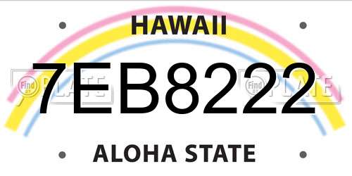 7EB8222 Hawaii License Plate