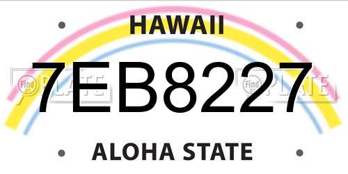 7EB8227 Hawaii License Plate