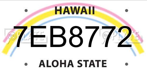 7EB8772 Hawaii License Plate