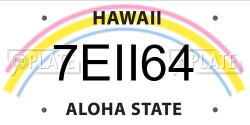 7EII64 Hawaii License Plate
