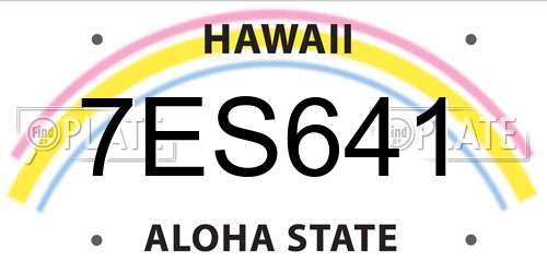 7ES641 Hawaii License Plate