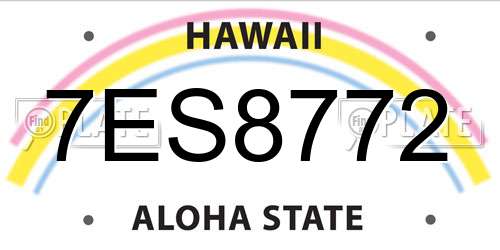 7ES8772 Hawaii License Plate