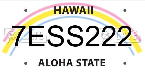 7ESS222 Hawaii License Plate
