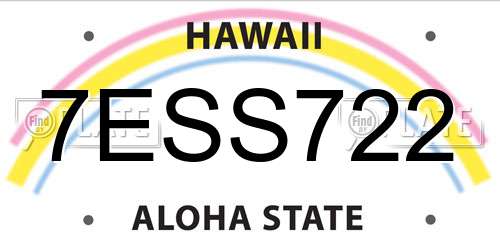 7ESS722 Hawaii License Plate