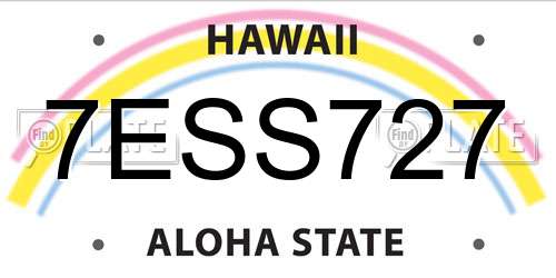 7ESS727 Hawaii License Plate