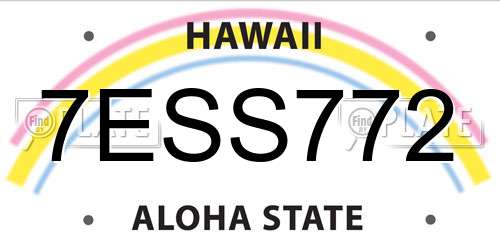 7ESS772 Hawaii License Plate
