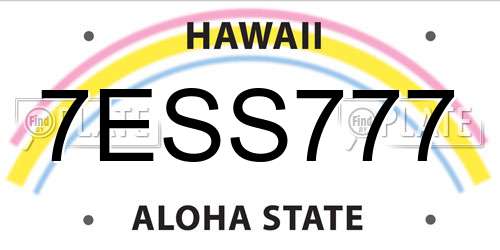 7ESS777 Hawaii License Plate