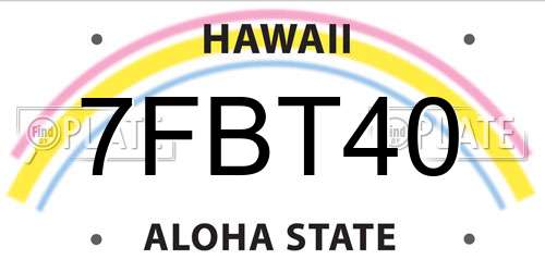 7FBT40 Hawaii License Plate