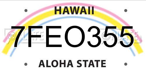 7FEO355 Hawaii License Plate