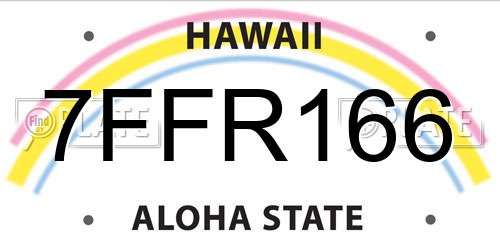 7FFR166 Hawaii License Plate