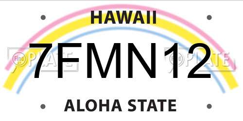 7FMN12 Hawaii License Plate