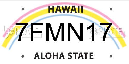 7FMN17 Hawaii License Plate