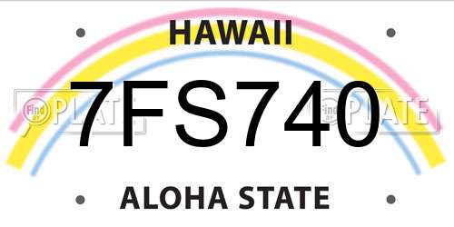 7FS740 Hawaii License Plate