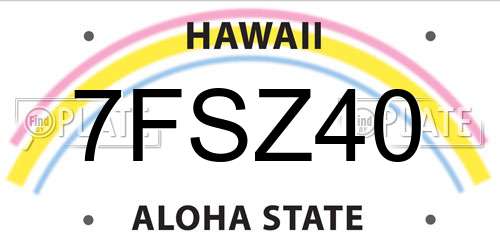 7FSZ40 Hawaii License Plate