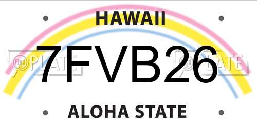 7FVB26 Hawaii License Plate