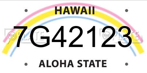 7G42123 Hawaii License Plate