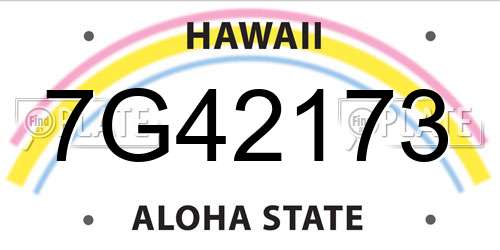 7G42173 Hawaii License Plate