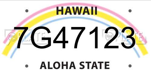 7G47123 Hawaii License Plate