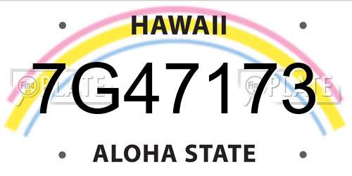 7G47173 Hawaii License Plate
