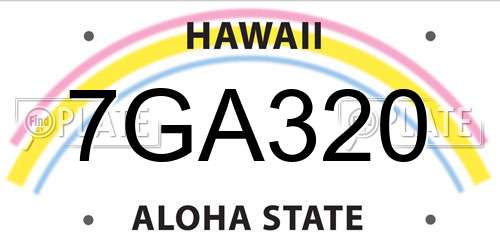 7GA320 Hawaii License Plate