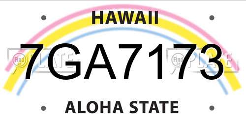 7GA7173 Hawaii License Plate