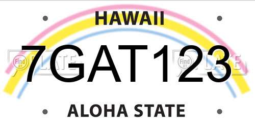 7GAT123 Hawaii License Plate