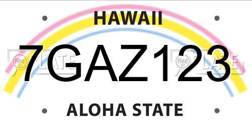 7GAZ123 Hawaii License Plate