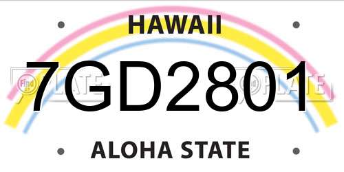 7GD2801 Hawaii License Plate