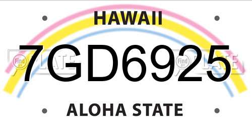 7GD6925 Hawaii License Plate