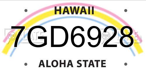 7GD6928 Hawaii License Plate