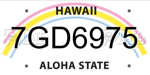 7GD6975 Hawaii License Plate