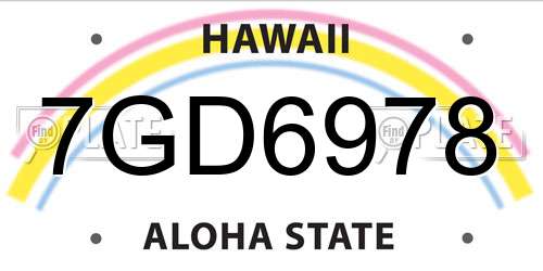 7GD6978 Hawaii License Plate