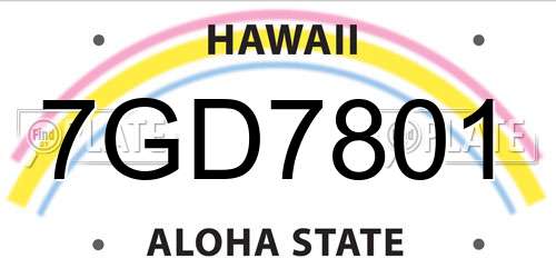 7GD7801 Hawaii License Plate